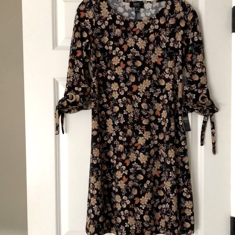 MSK petite small floral midi dress